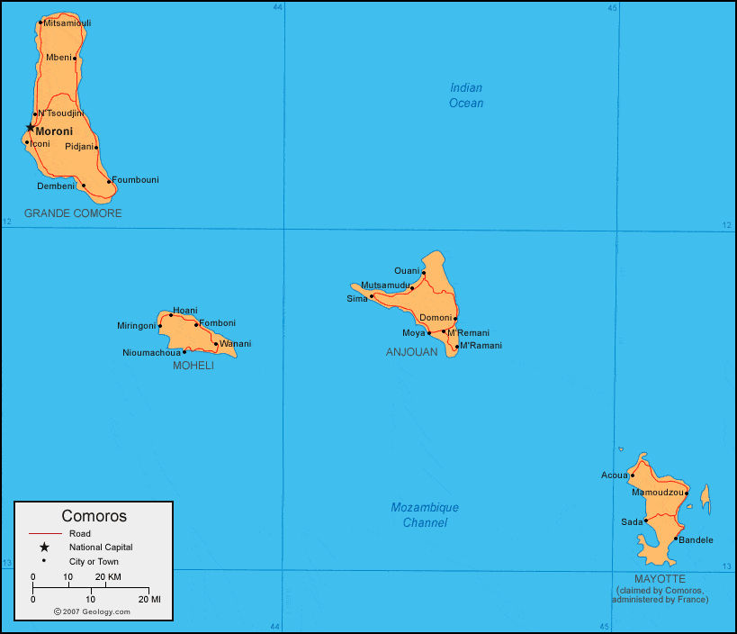 Comoros Map